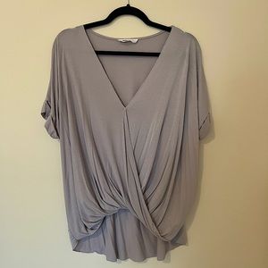 Gray v-neck going out blouse